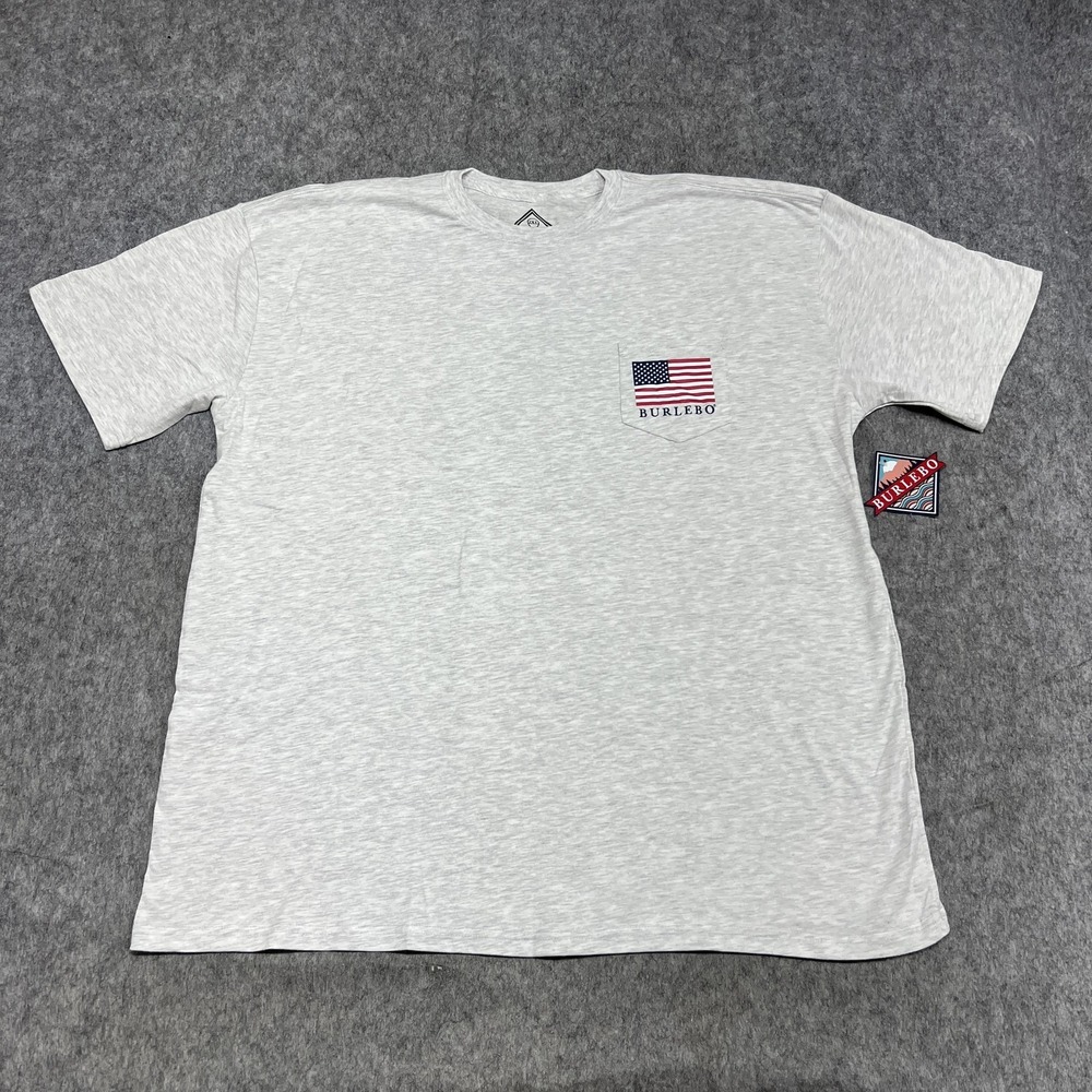 Burlebo Shirt Mens 2XL Gray Party Like W Reagan JFK Flag Pocket Tee USA Casual *
